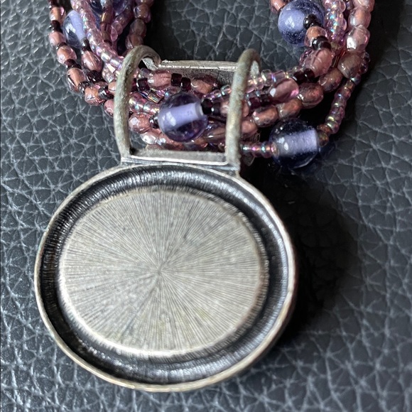 Coordinate Set Necklace with Pendant Drop Earrings Multicolor Beaded Strands - Picture 7 of 11